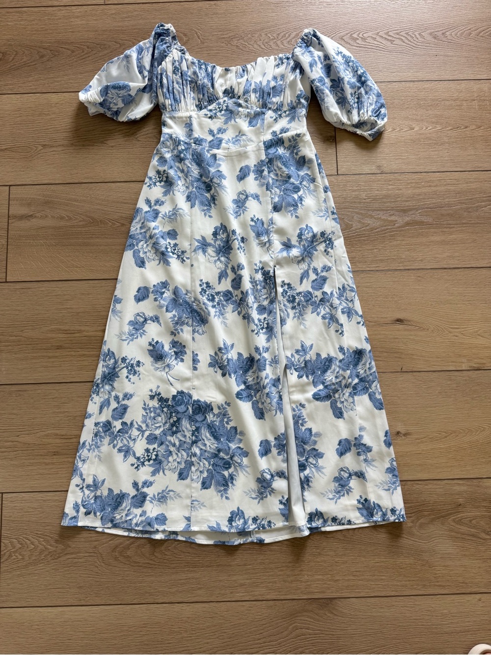 Abercrombie Blue Floral Puff-Sleeve Dress